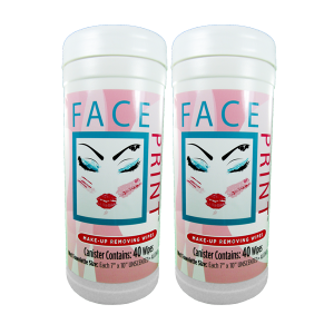 Face Print Makeup Removing Wipes: Two Canisters (80ct)