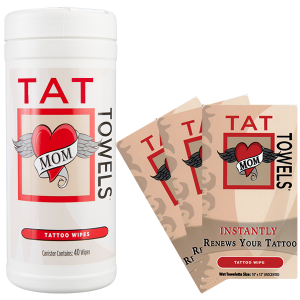 Tat Towels™ Moisturizing Tattoo Wipes: Canister and Individual Combo Pack (64ct)